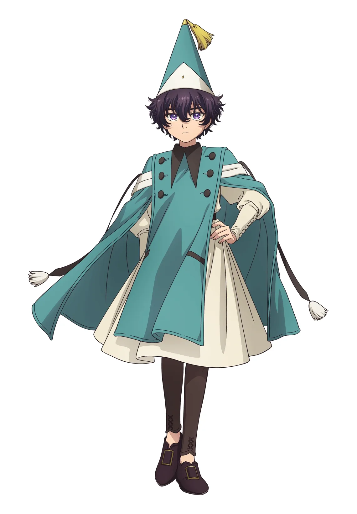 Agott Witch Hat Atelier full body apprentice outfit teal cloak pointed hat reference