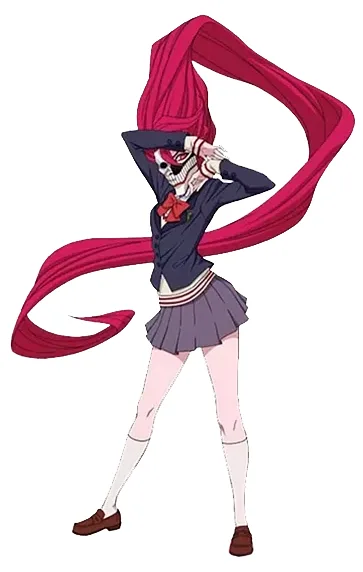 Aira Shiratori full body Dandadan school uniform pink hair reference