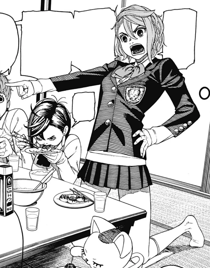 Aira Shiratori full body Dandadan school uniform pink hair reference