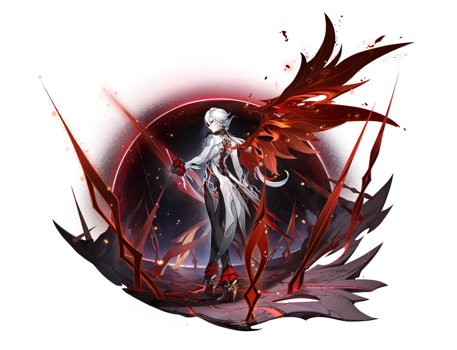Arlecchino The Knave full body official art Genshin Impact reference