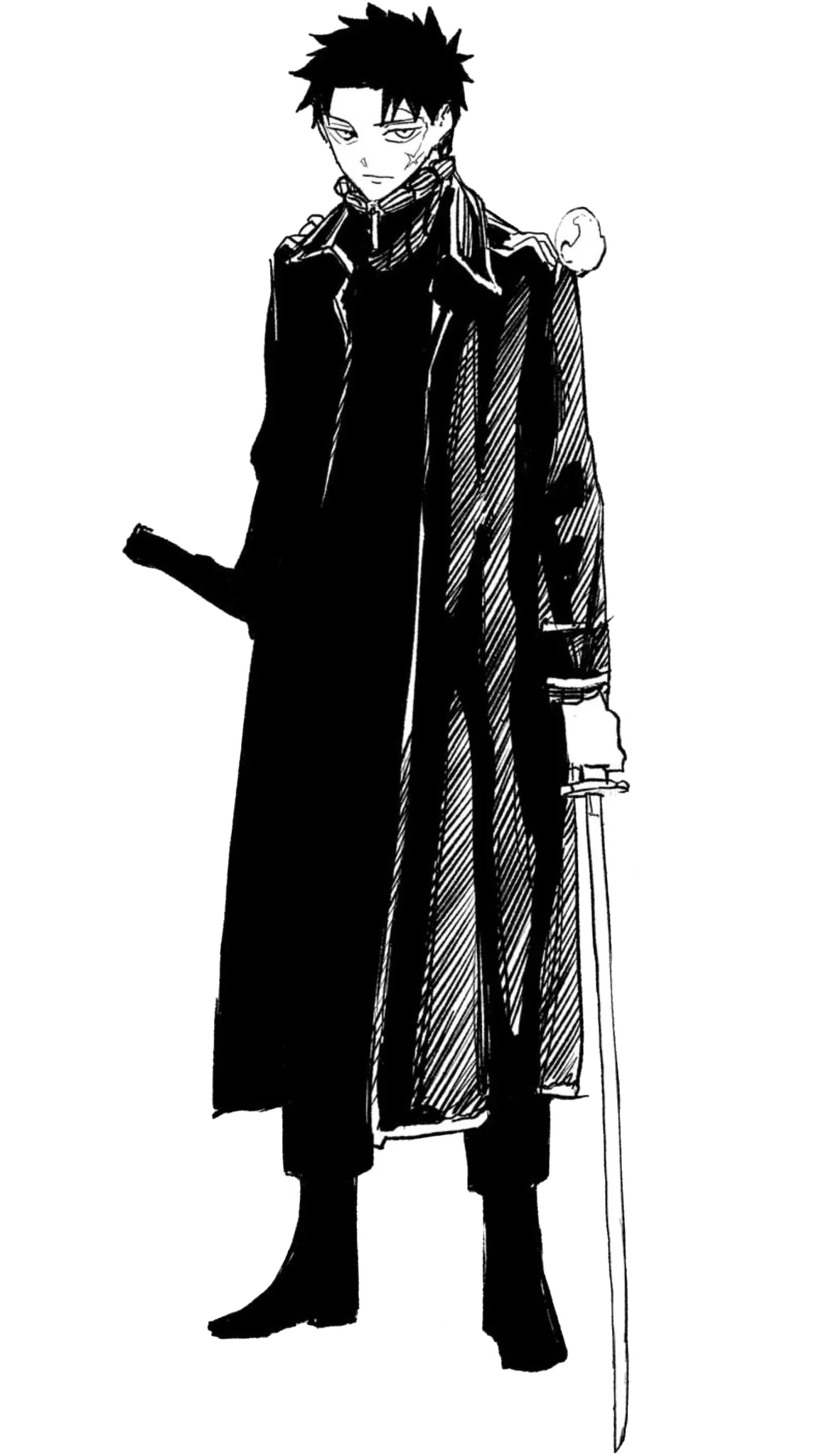 Chihiro Rokuhira full body school uniform katana Kagurabachi manga reference