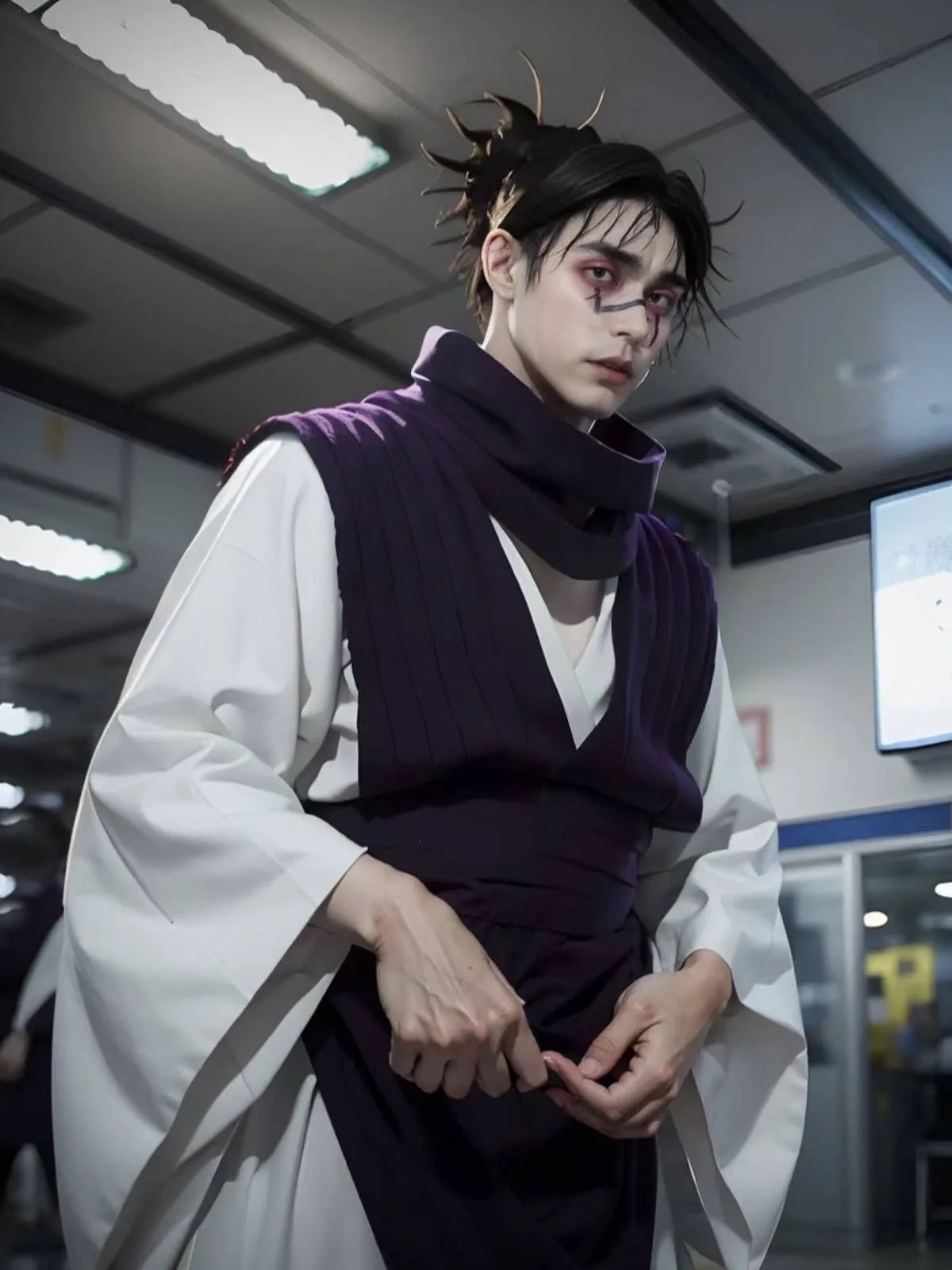 Choso Jujutsu Kaisen cosplay full outfit purple vest reference