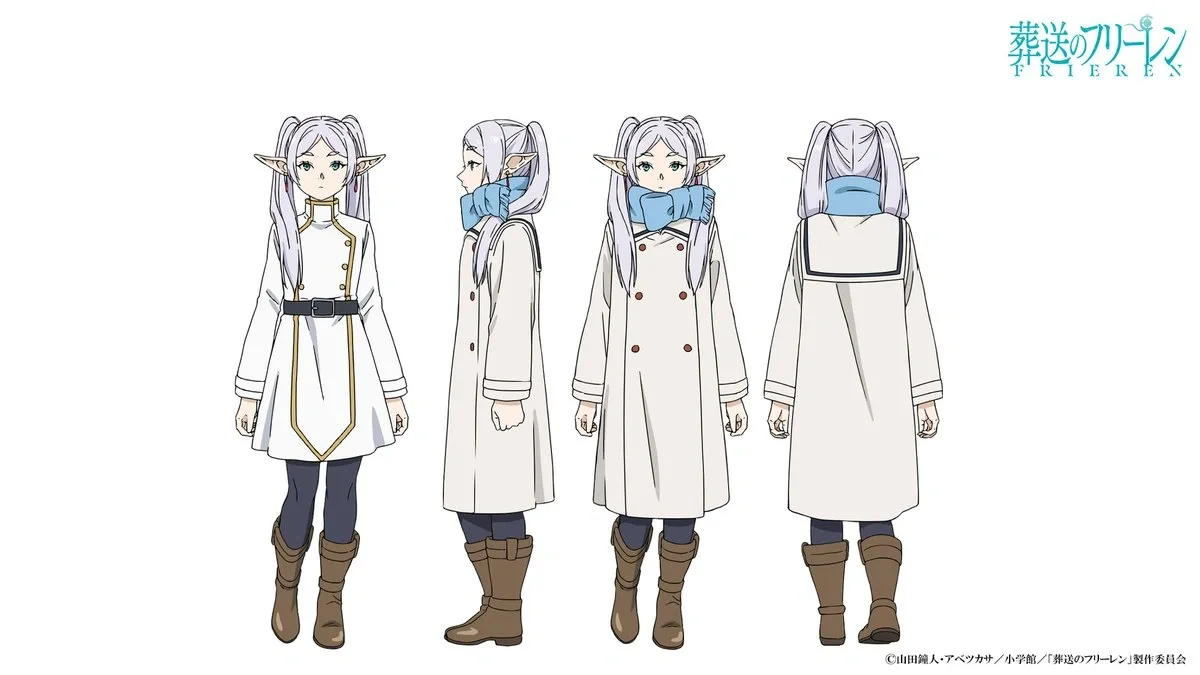 Frieren full body official art mage outfit reference