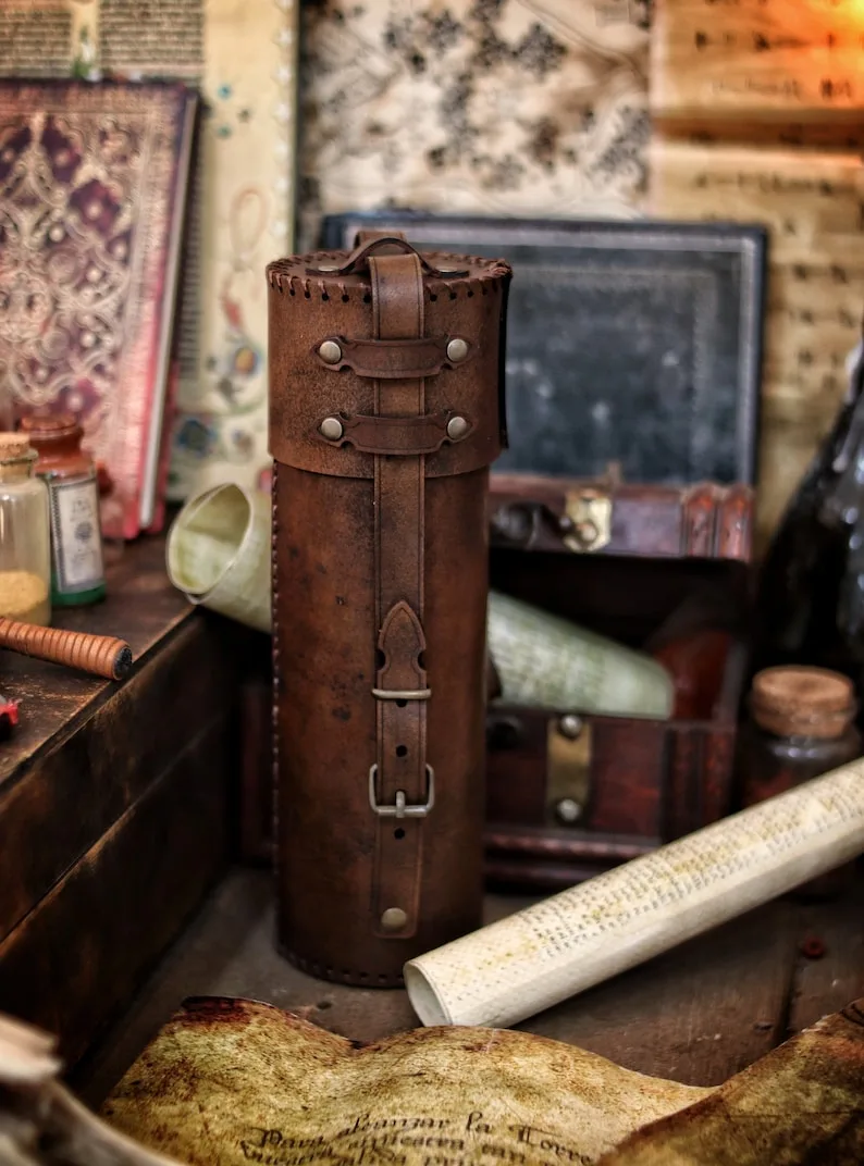 LARP belt kit pouch scroll case leather accessories reference