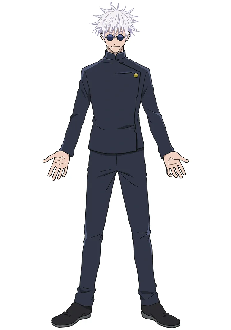 Satoru Gojo full body uniform and blindfold reference