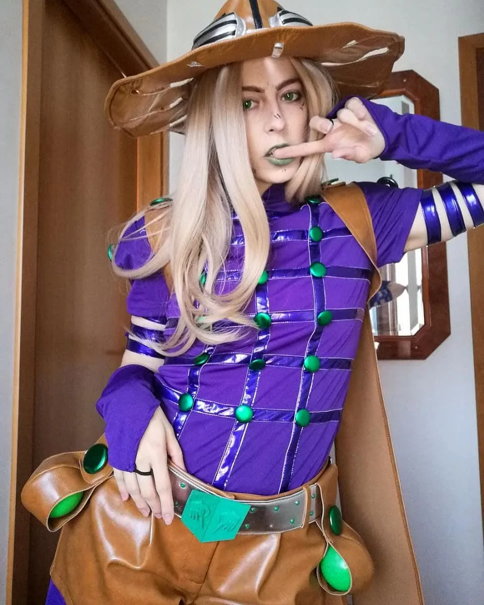 Gyro Zeppeli cosplay full costume hat grillz steel balls reference