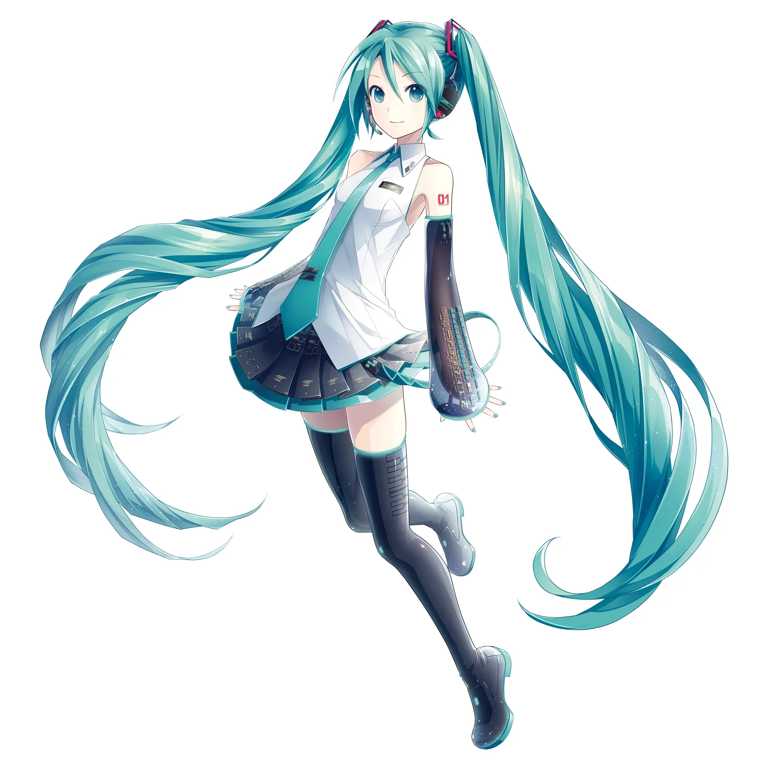 Hatsune Miku full body classic design Vocaloid official art reference