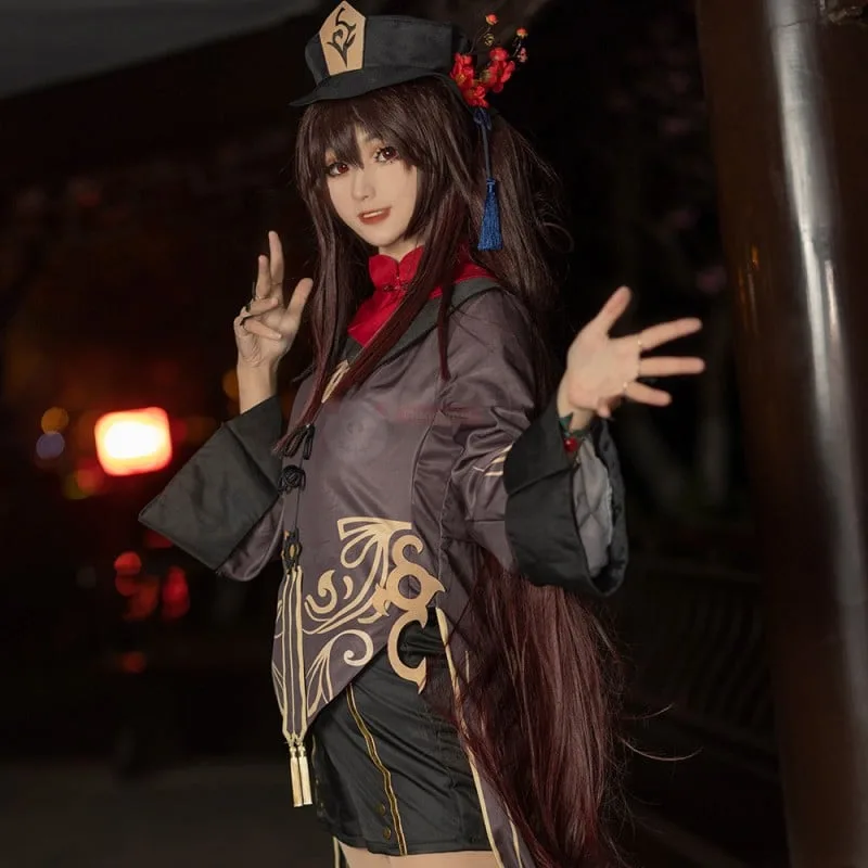 Hu Tao Genshin Impact cosplay full costume hat reference