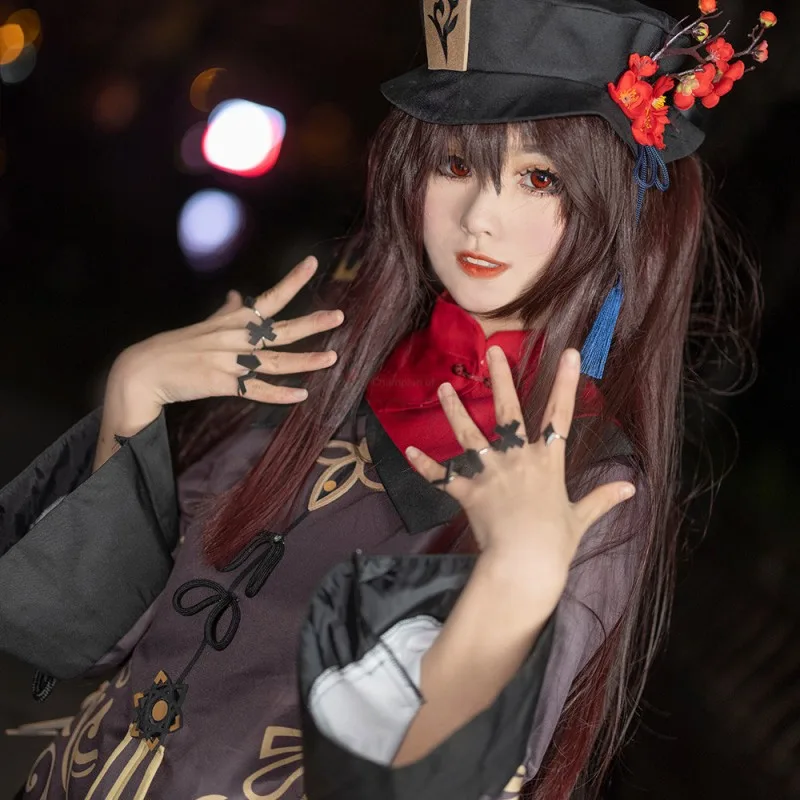 Hu Tao Genshin Impact cosplay full costume hat reference