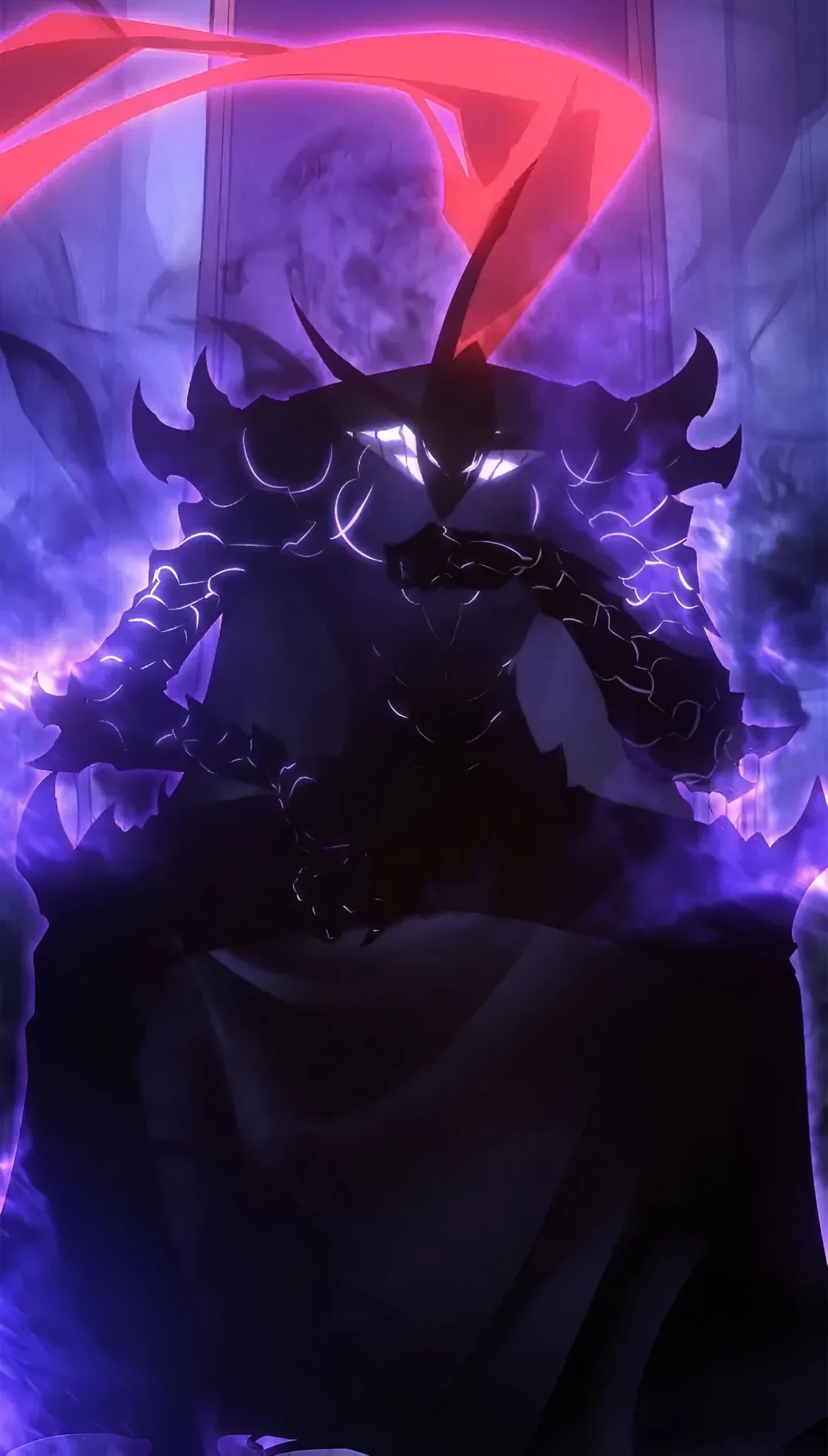 Igris Solo Leveling full body black knight armor red hair plume reference