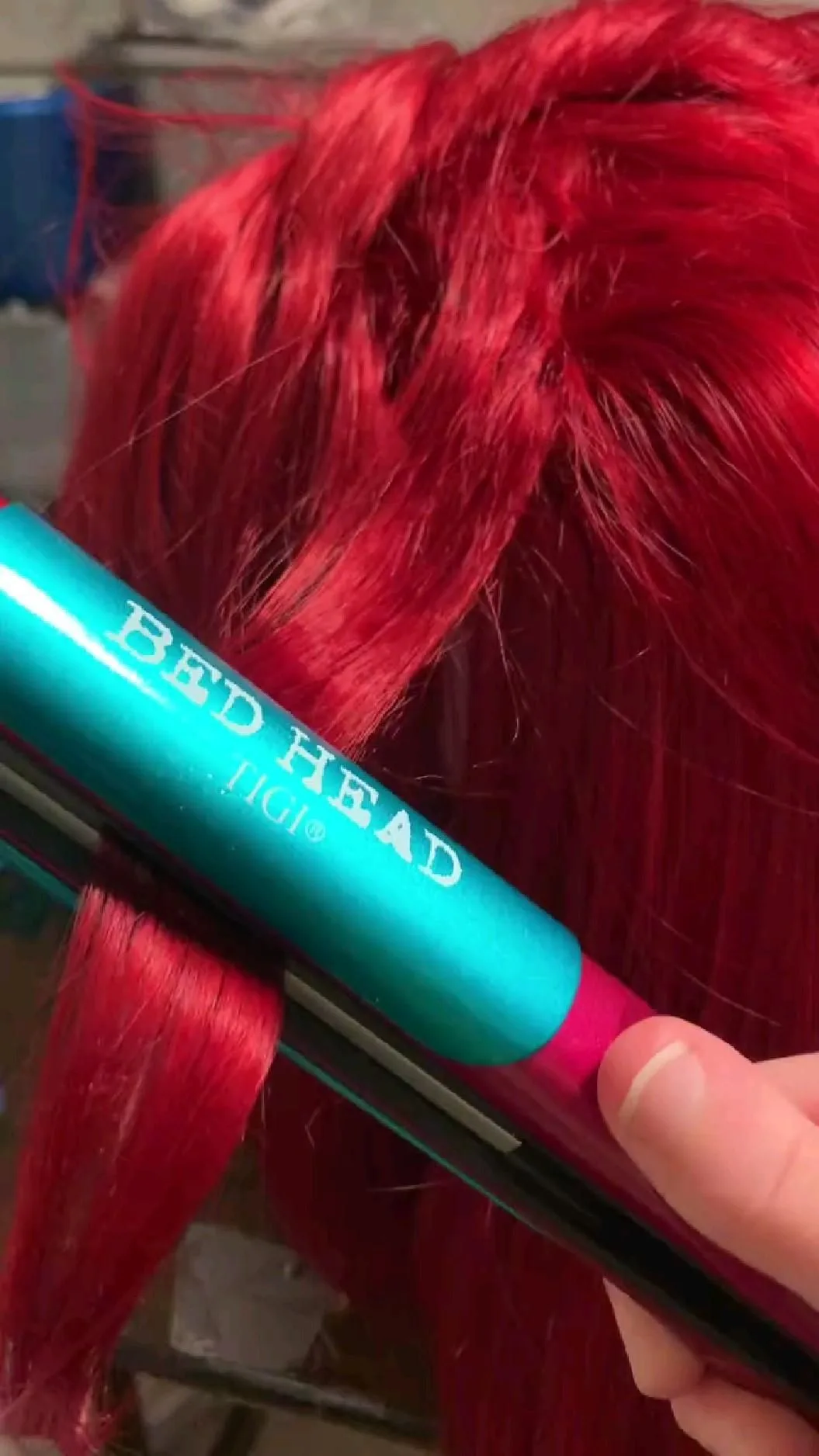 short red cosplay wig styling tutorial layered middle part reference
