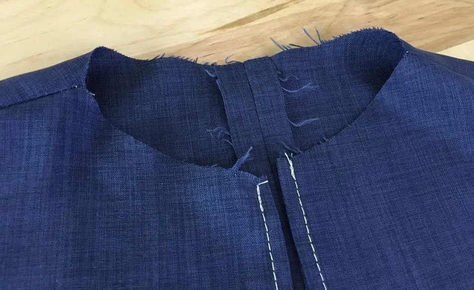 sewing standing mandarin collar navy school uniform interfacing reference