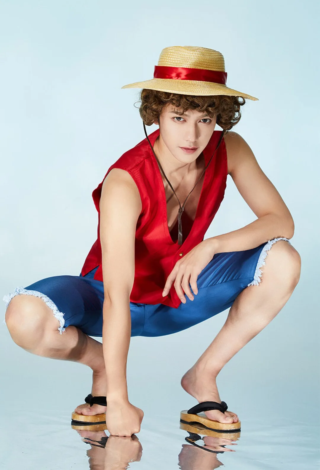live action Luffy cosplay handmade vest straw hat reference