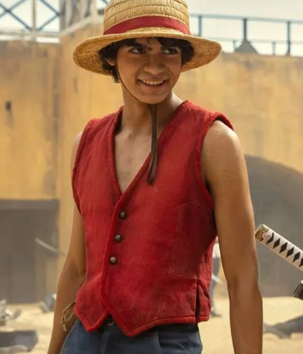Monkey D. Luffy cosplay red vest straw hat reference