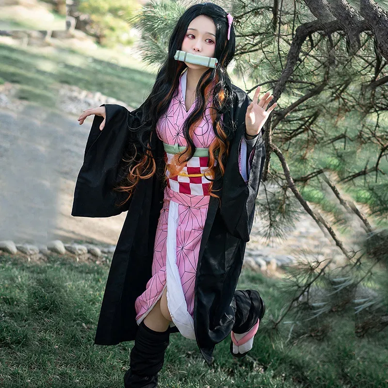Nezuko Kamado cosplay full body kimono haori bamboo reference