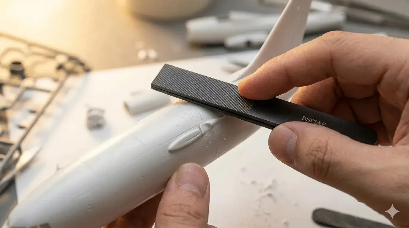 scale model seam filling sanding putty reference