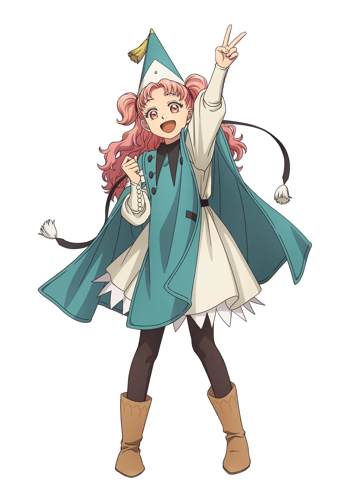 Tetia Witch Hat Atelier full body apprentice cloak hat pink hair reference