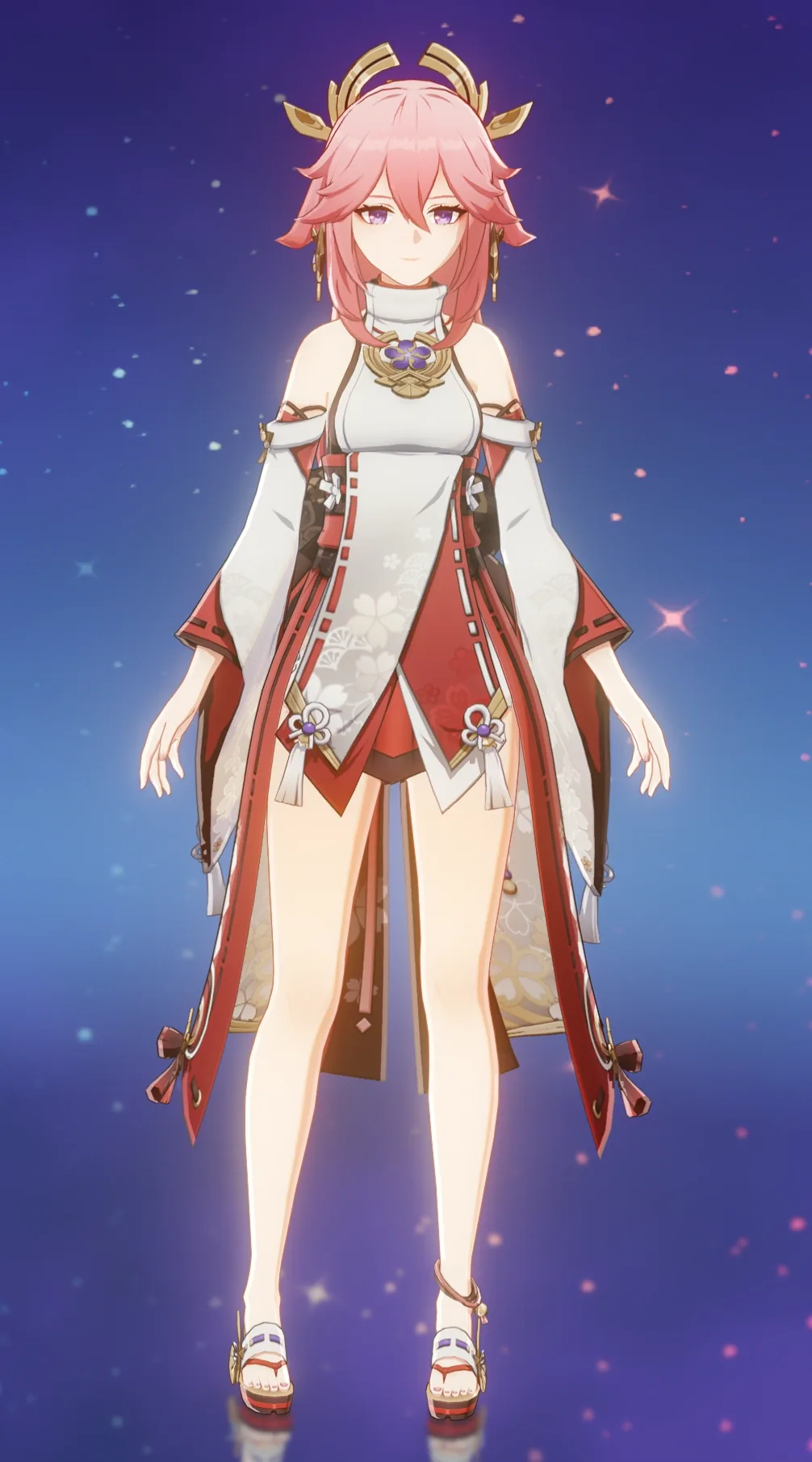 Yae Miko full body shrine maiden outfit Genshin Impact reference