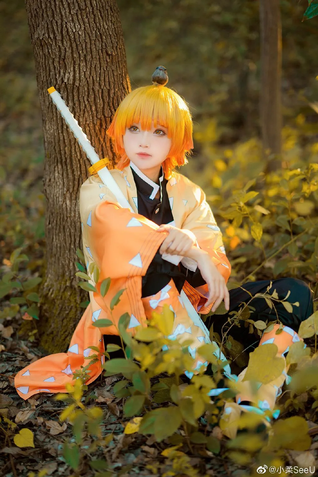 Zenitsu Agatsuma cosplay yellow haori reference